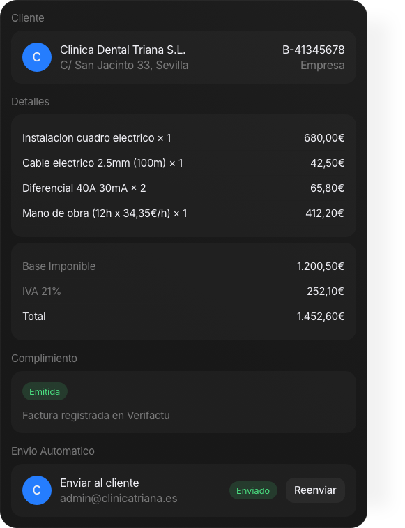 Detailed issued invoice in Invoo